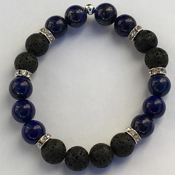 PeaceFrog Jewelry - Blue Lapis Lazuli Black Lava Rock Bracelet